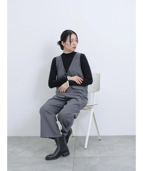 Samansa Mos2 blue（サマンサモスモスブルー）の「配色フリル衿ニット