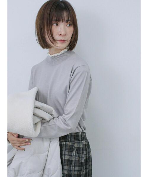 Samansa Mos2 blue（サマンサモスモスブルー）の「配色フリル衿ニット