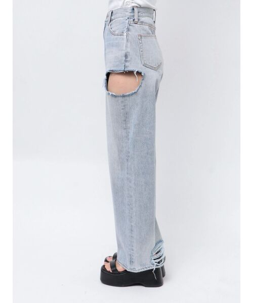 サイドカッティングワイドデニム 再生産！】サイドカッティングワイドデニム【セットアップ着用