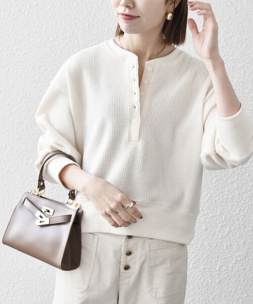 セール】SHIPS any:〈手洗い可能〉起毛 ワッフル ヘンリーネック