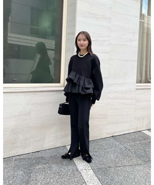 COEL（コエル）の「フロントスリットパンツ（スラックス・レディース・ブラック/ベージュ・38/36）」の12枚目の写真