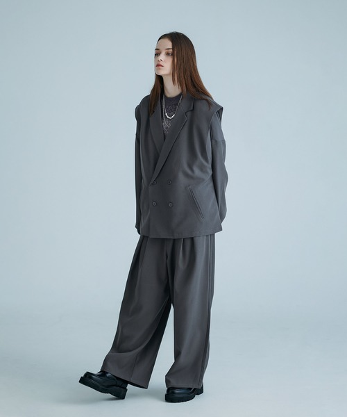 SOCCE（ソーシー）の「ルーズシルエットディープタックスラックス（スラックス・メンズ・ブラック/チャコール・XL/L/M/S）」の20枚目の写真