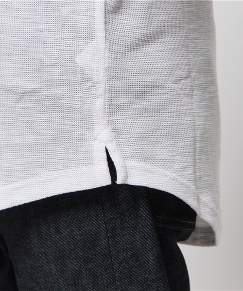 VENCEEXCHANGE（ヴァンスエクスチェンジ）の「畦スラブロング丈Tシャツ（Tシャツ/カットソー・メンズ・ブラック/オフホワイト・MEDIUM/LARGE）」の7枚目の写真