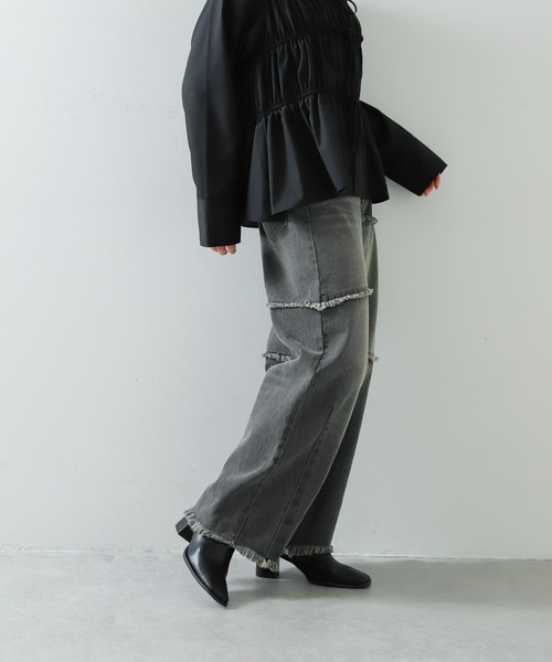 SENSE OF PLACE by URBAN RESEARCH(センスオブプレイスバイアーバンリサーチ)の「パッチワークカーブデニム(デニムパンツ・レディース・インディゴブルー/ブラック・SMALL/MEDIUM)」の3枚目の写真