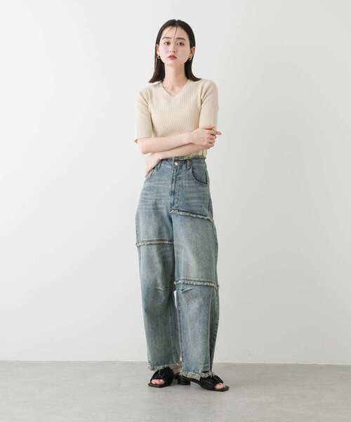 SENSE OF PLACE by URBAN RESEARCH(センスオブプレイスバイアーバンリサーチ)の「パッチワークカーブデニム(デニムパンツ・レディース・インディゴブルー/ブラック・SMALL/MEDIUM)」の7枚目の写真