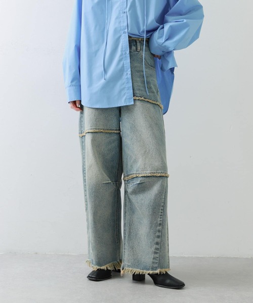 SENSE OF PLACE by URBAN RESEARCH(センスオブプレイスバイアーバンリサーチ)の「パッチワークカーブデニム(デニムパンツ・レディース・インディゴブルー/ブラック・SMALL/MEDIUM)」の8枚目の写真