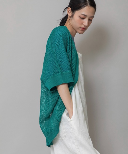 Munich(ミューニック)の「針抜き編みニットルーズボレロ(カーディガン/ボレロ・レディース・ネイビー/グリーン/グレイッシュベージュ・FREE)」の16枚目の写真