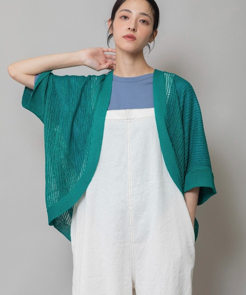 Munich(ミューニック)の「針抜き編みニットルーズボレロ(カーディガン/ボレロ・レディース・ネイビー/グリーン/グレイッシュベージュ・FREE)」の17枚目の写真