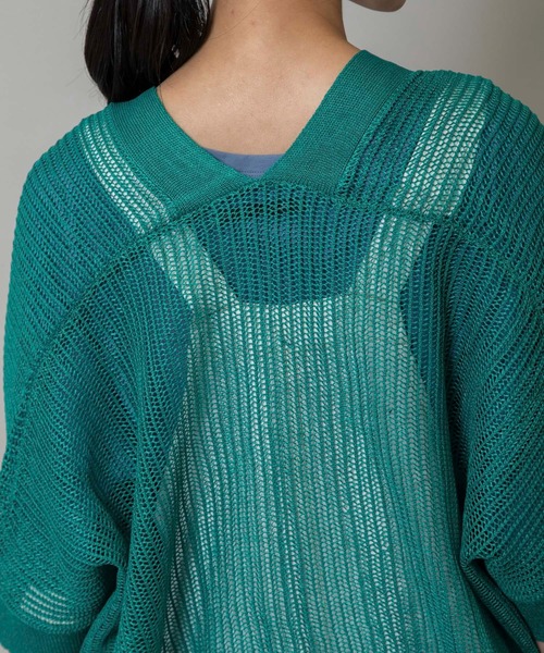 Munich(ミューニック)の「針抜き編みニットルーズボレロ(カーディガン/ボレロ・レディース・ネイビー/グリーン/グレイッシュベージュ・FREE)」の20枚目の写真