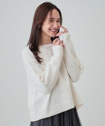 DRESKIP | ◆【S-LL】上品でフェミニン 大人のための ふわふわビジュー付ニット(ニット/セーター)