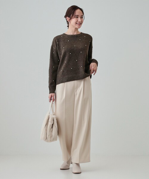 DRESKIP(ドレスキップ)の「◆【S-LL】上品でフェミニン 大人のための ふわふわビジュー付ニット(ニット/セーター・レディース・ダークブラウン/チャコールグレー/ライトブルー/オフホワイト・01/02/03/04)」の11枚目の写真