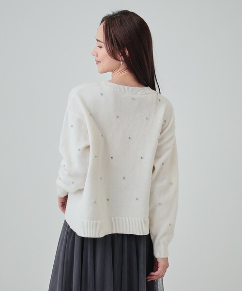 DRESKIP(ドレスキップ)の「◆【S-LL】上品でフェミニン 大人のための ふわふわビジュー付ニット(ニット/セーター・レディース・ダークブラウン/チャコールグレー/ライトブルー/オフホワイト・01/02/03/04)」の14枚目の写真