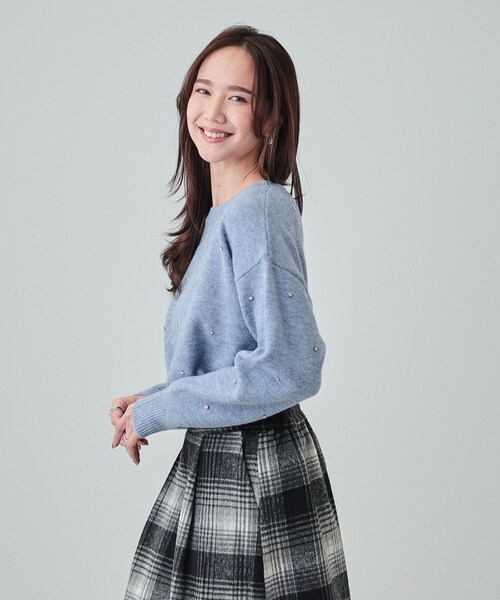 DRESKIP(ドレスキップ)の「◆【S-LL】上品でフェミニン 大人のための ふわふわビジュー付ニット(ニット/セーター・レディース・ダークブラウン/チャコールグレー/ライトブルー/オフホワイト・01/02/03/04)」の18枚目の写真