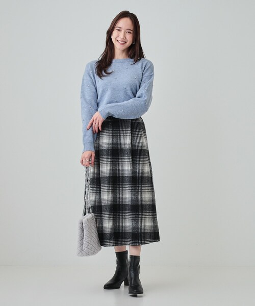 DRESKIP(ドレスキップ)の「◆【S-LL】上品でフェミニン 大人のための ふわふわビジュー付ニット(ニット/セーター・レディース・ダークブラウン/チャコールグレー/ライトブルー/オフホワイト・01/02/03/04)」の19枚目の写真