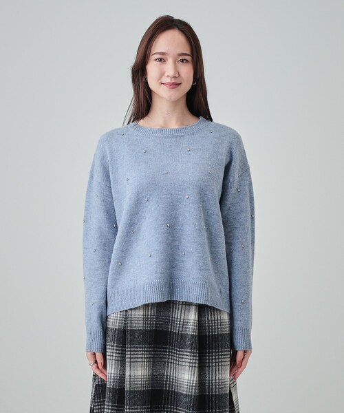 DRESKIP(ドレスキップ)の「◆【S-LL】上品でフェミニン 大人のための ふわふわビジュー付ニット(ニット/セーター・レディース・ダークブラウン/チャコールグレー/ライトブルー/オフホワイト・01/02/03/04)」の21枚目の写真