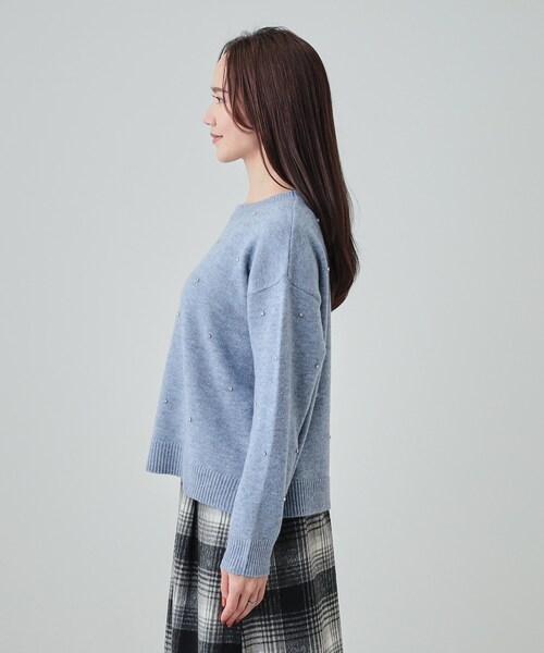 DRESKIP(ドレスキップ)の「◆【S-LL】上品でフェミニン 大人のための ふわふわビジュー付ニット(ニット/セーター・レディース・ダークブラウン/チャコールグレー/ライトブルー/オフホワイト・01/02/03/04)」の22枚目の写真