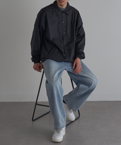 MAISON CLUB(メゾンクラブ)の「【MAISON CLUB】US Coach Jacket ウインドブレーカー 裏生地あり(ナイロンジャケット・メンズ・ブラック/ネイビー/グレー・XL/M/L/2XL)」の6枚目の写真