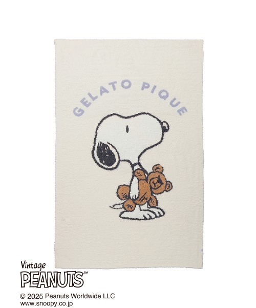 gelato pique(ジェラートピケ)の「【PEANUTS】SNOOPY×BEAR ジャガードブランケット(ブランケット・レディース・ネイビー/ピンク/オフホワイト・FREE)」の6枚目の写真