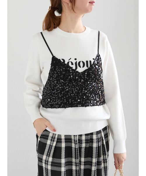 Te chichi（テチチ）の「Rejoui刺繍ロゴニットプルオーバー（ニット/セーター・レディース・チャコールグレー/オフホワイト・F）」の16枚目の写真