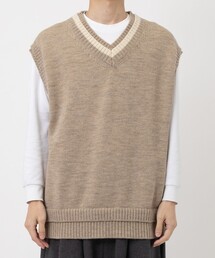 Name. | 【Name.】FAKE RAYERED TILDEN KNIT VEST(ベスト)