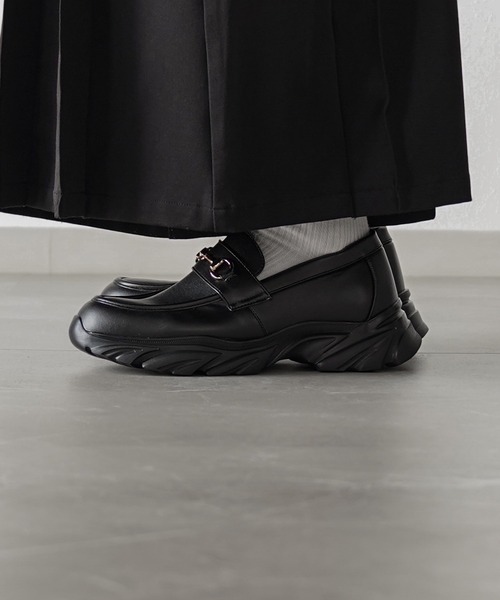 ELLUV/エルヴ】+7cmボリュームハイソール PUレザー ビット