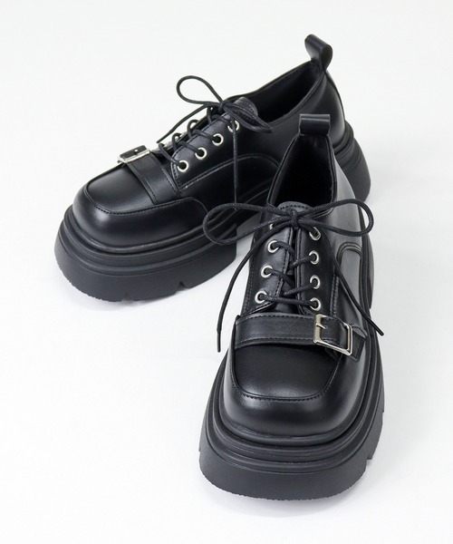 LOVEHUNTER（ラブハンター）の「+6.5cm 軽量厚底 ボリュームソール Uチップデザインシューズ（ドレスシューズ・レディース・ブラック系1/ブラック系2・40/39/38/37/36）」の3枚目の写真