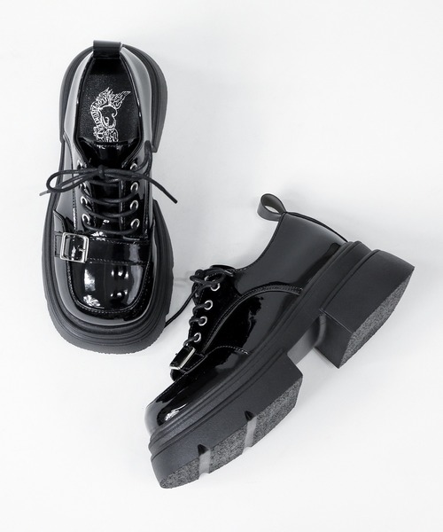 LOVEHUNTER（ラブハンター）の「+6.5cm 軽量厚底 ボリュームソール Uチップデザインシューズ（ドレスシューズ・レディース・ブラック系1/ブラック系2・40/39/38/37/36）」の4枚目の写真