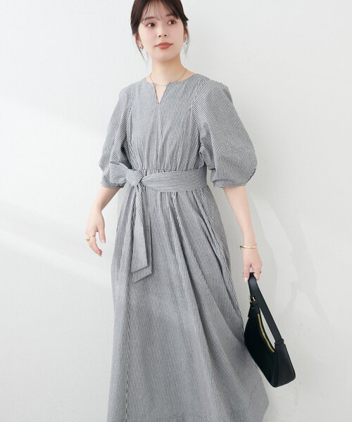 natural couture(ナチュラルクチュール)の「ランタンスリーブワンピース(ワンピース・レディース・その他1/ブルー/インディゴブルー/アイボリー/ドット・LARGE/MEDIUM)」の20枚目の写真
