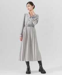 REDYAZEL | バイカラープリーツシャツワンピース(ワンピース)