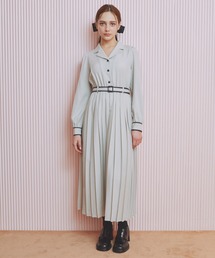 REDYAZEL | バイカラープリーツシャツワンピース(ワンピース)