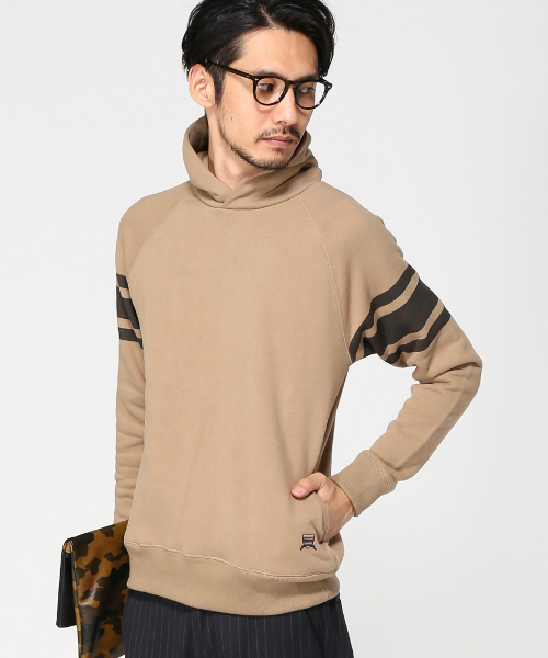 EDIFICE（エディフィス）の「◇30/7 FRENCH TERRY ラインパーカー（パーカー・メンズ・ダークブルー/チャコールグレー/ホワイト/キャメル・48/46/44）」の4枚目の写真