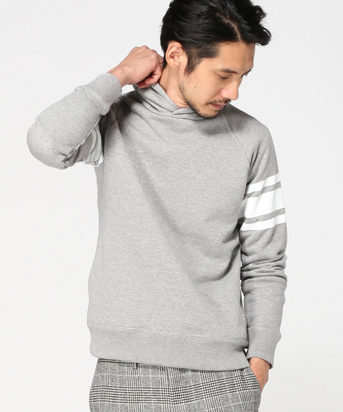 EDIFICE（エディフィス）の「◇30/7 FRENCH TERRY ラインパーカー（パーカー・メンズ・ダークブルー/チャコールグレー/ホワイト/キャメル・48/46/44）」の3枚目の写真