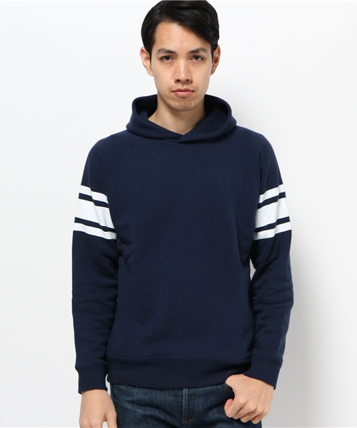 EDIFICE（エディフィス）の「◇30/7 FRENCH TERRY ラインパーカー（パーカー・メンズ・ダークブルー/チャコールグレー/ホワイト/キャメル・48/46/44）」の11枚目の写真