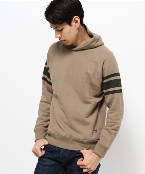 EDIFICE（エディフィス）の「◇30/7 FRENCH TERRY ラインパーカー（パーカー・メンズ・ダークブルー/チャコールグレー/ホワイト/キャメル・48/46/44）」の5枚目の写真