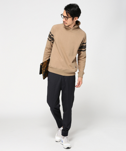 EDIFICE（エディフィス）の「◇30/7 FRENCH TERRY ラインパーカー（パーカー・メンズ・ダークブルー/チャコールグレー/ホワイト/キャメル・48/46/44）」の7枚目の写真