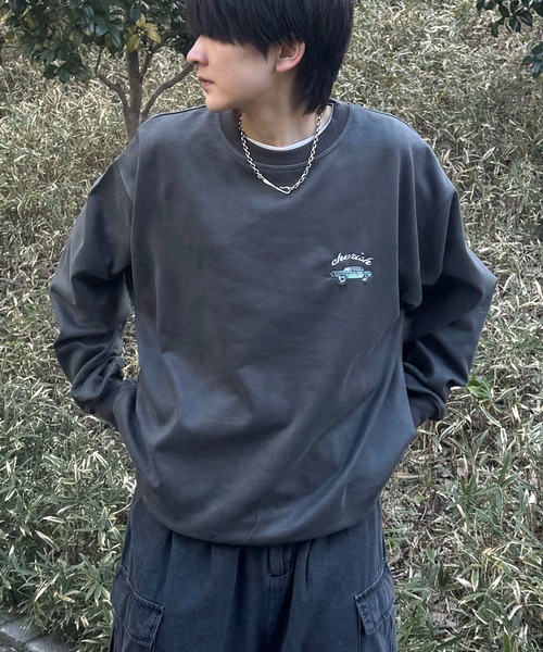 ILL'S(イルズ)の「ワンポイント刺繍 ゴースト / ビリヤード カットスエード クルーネックプルオーバースウェット メンズ レディース(スウェット・メンズ・ホワイト系その他/グリーン系その他/ミント/サックスブルー/チャコールグレー/グレー系・M/L)」の1枚目の写真