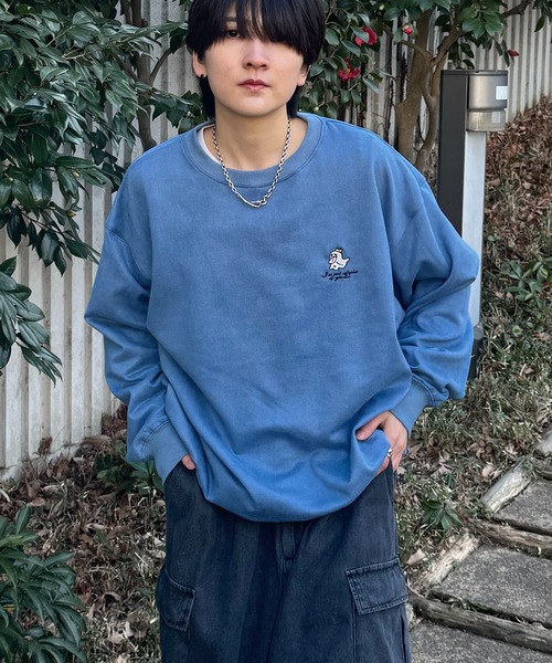 ILL'S(イルズ)の「ワンポイント刺繍 ゴースト / ビリヤード カットスエード クルーネックプルオーバースウェット メンズ レディース(スウェット・メンズ・ホワイト系その他/グリーン系その他/ミント/サックスブルー/チャコールグレー/グレー系・M/L)」の6枚目の写真