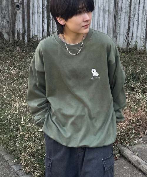 ILL'S(イルズ)の「ワンポイント刺繍 ゴースト / ビリヤード カットスエード クルーネックプルオーバースウェット メンズ レディース(スウェット・メンズ・ホワイト系その他/グリーン系その他/ミント/サックスブルー/チャコールグレー/グレー系・M/L)」の7枚目の写真