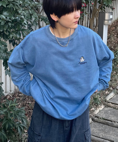 ILL'S(イルズ)の「ワンポイント刺繍 ゴースト / ビリヤード カットスエード クルーネックプルオーバースウェット メンズ レディース(スウェット・メンズ・ホワイト系その他/グリーン系その他/ミント/サックスブルー/チャコールグレー/グレー系・M/L)」の14枚目の写真