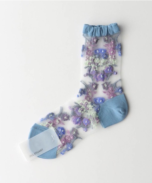 JILL STUART（ジルスチュアート）の「JILLSTUART レディース JILLフラワー シアーソックス 03145312（ソックス/靴下・レディース・シルバーグレー/オレンジ系その他/ライトブルー/ブラック・23-25cm）」の3枚目の写真