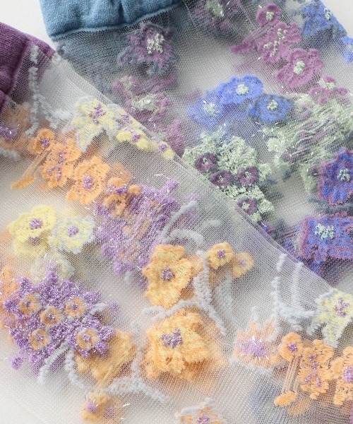 JILL STUART（ジルスチュアート）の「JILLSTUART レディース JILLフラワー シアーソックス 03145312（ソックス/靴下・レディース・シルバーグレー/オレンジ系その他/ライトブルー/ブラック・23-25cm）」の8枚目の写真