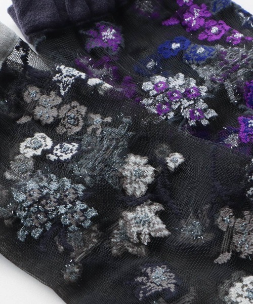 JILL STUART（ジルスチュアート）の「JILLSTUART レディース JILLフラワー シアーソックス 03145312（ソックス/靴下・レディース・シルバーグレー/オレンジ系その他/ライトブルー/ブラック・23-25cm）」の9枚目の写真