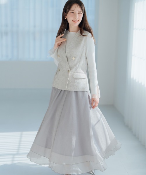 MISCH MASCH（ミッシュマッシュ）の「レースフレア袖リブニット（ニット/セーター・レディース・ネイビー/ラベンダー/ホワイト・ﾌﾘ-）」の17枚目の写真