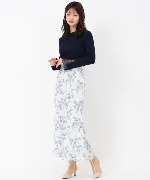 MISCH MASCH（ミッシュマッシュ）の「レースフレア袖リブニット（ニット/セーター・レディース・ネイビー/ラベンダー/ホワイト・ﾌﾘ-）」の14枚目の写真