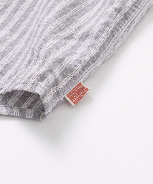 HINSON（ヒンソン）の「HINSON/ヒンソン レギュラーカラー ロングスリーブストライプシャツ/シワ加工/リラックスフィット（シャツ/ブラウス・メンズ・サックスブルー/オフホワイト/グレー・MEDIUM/LARGE）」の11枚目の写真