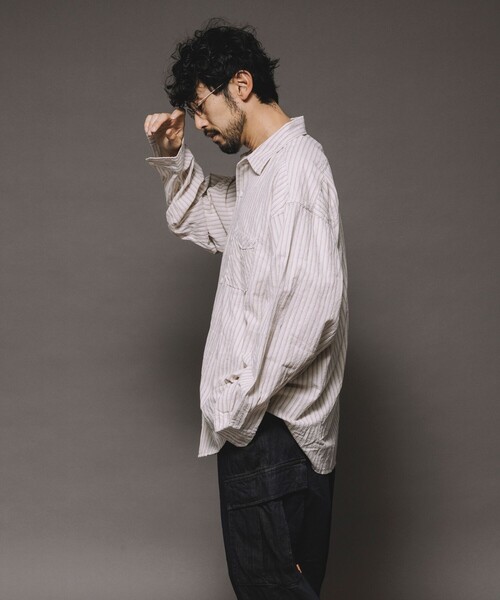 セール】HINSON/ヒンソン レギュラーカラー ロングスリーブストライプ