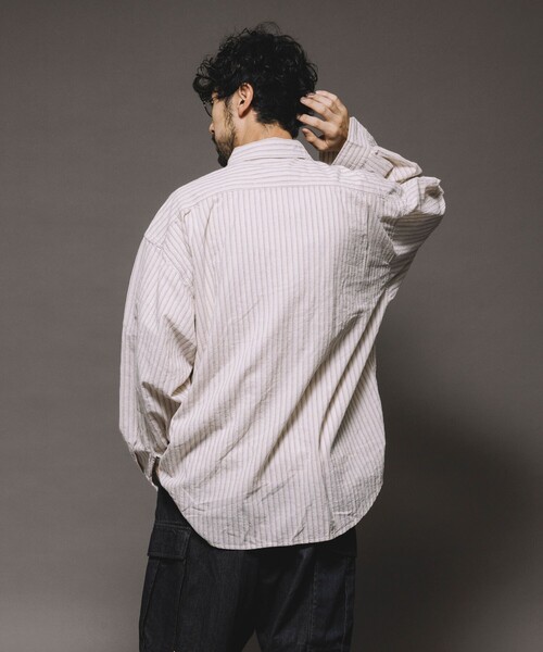 【カルバンクライン】長袖シャツXL灰白ピンストライプレギュラーフィット セールHINSON⁄ヒンソン レギュラーカラー ロングスリーブストライプ