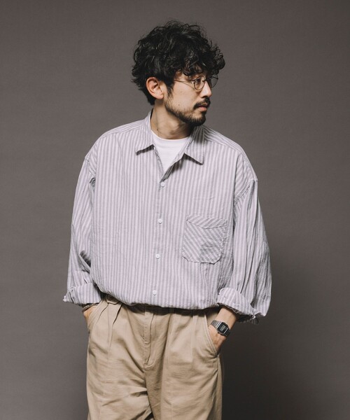 セール】HINSON/ヒンソン レギュラーカラー ロングスリーブストライプ