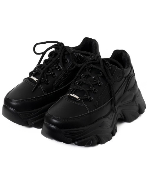 R&E（アールアンドイー）の「【R&E】サイドファスナーメタルポイント厚底スニーカー（スニーカー・レディース・ブラック/ホワイト・L/M/LL/S）」の8枚目の写真