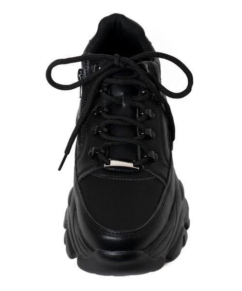 R&E（アールアンドイー）の「【R&E】サイドファスナーメタルポイント厚底スニーカー（スニーカー・レディース・ブラック/ホワイト・L/M/LL/S）」の9枚目の写真